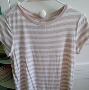 Pink and white striped american eagle shirt